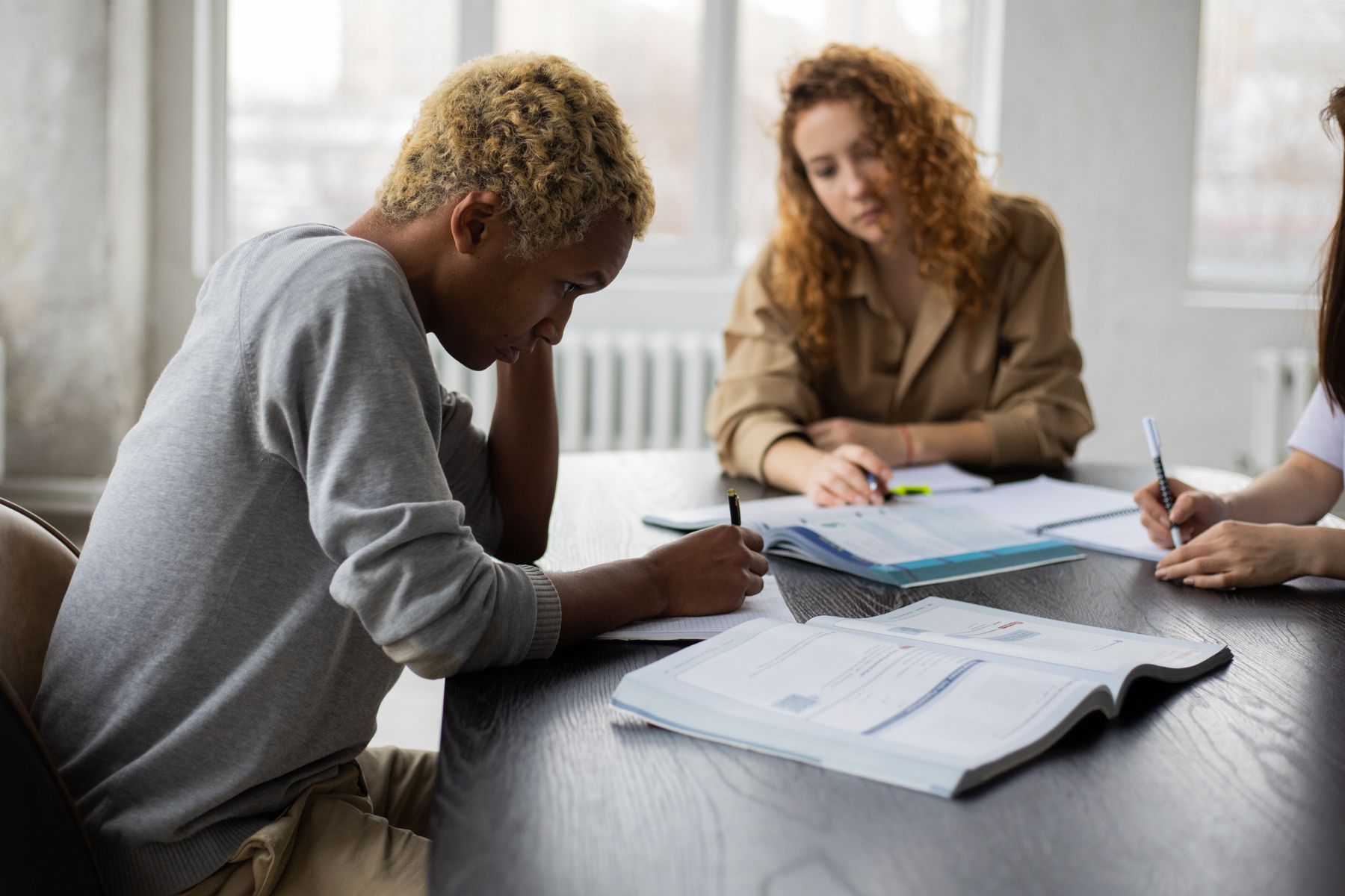 Illustrative photograph of students studying together